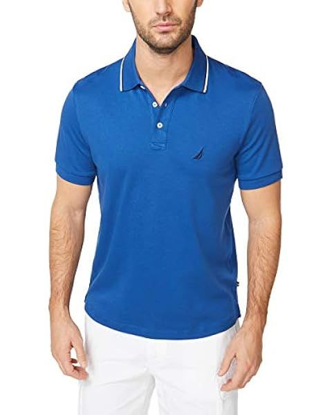 Nautica Men's Classic Fit Short Sleeve Dual Tipped Collar Polo Shirt 