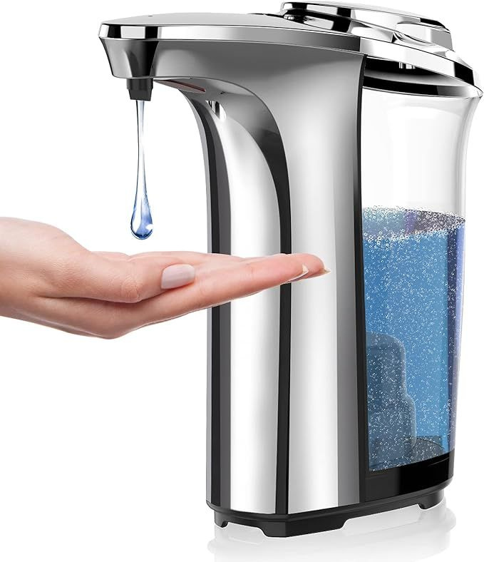 Automatic Soap Dispenser, Touchless Dish Soap Dispenser 17oz500ml with Infrared Sensor, 5 Adjustable Soap Levels